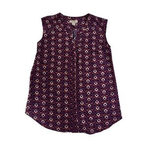 Motherhood Maternity Diamond Pattern Red and Blue Sleeveless Blouse Size Medium